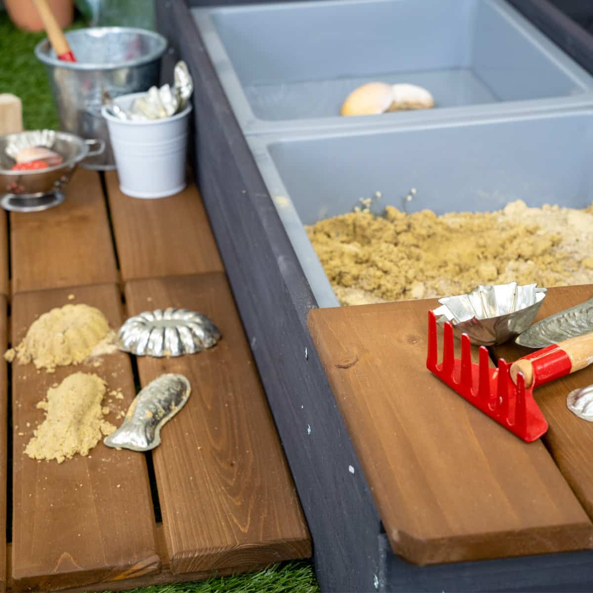Sandkasten Detailbild Matschwannen