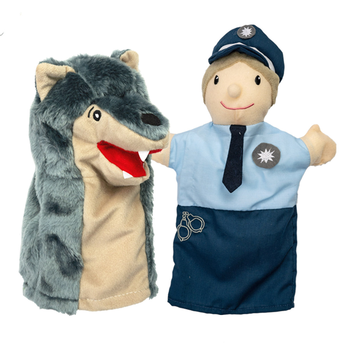 Handpuppenset Detailbild Wolf und Polizist