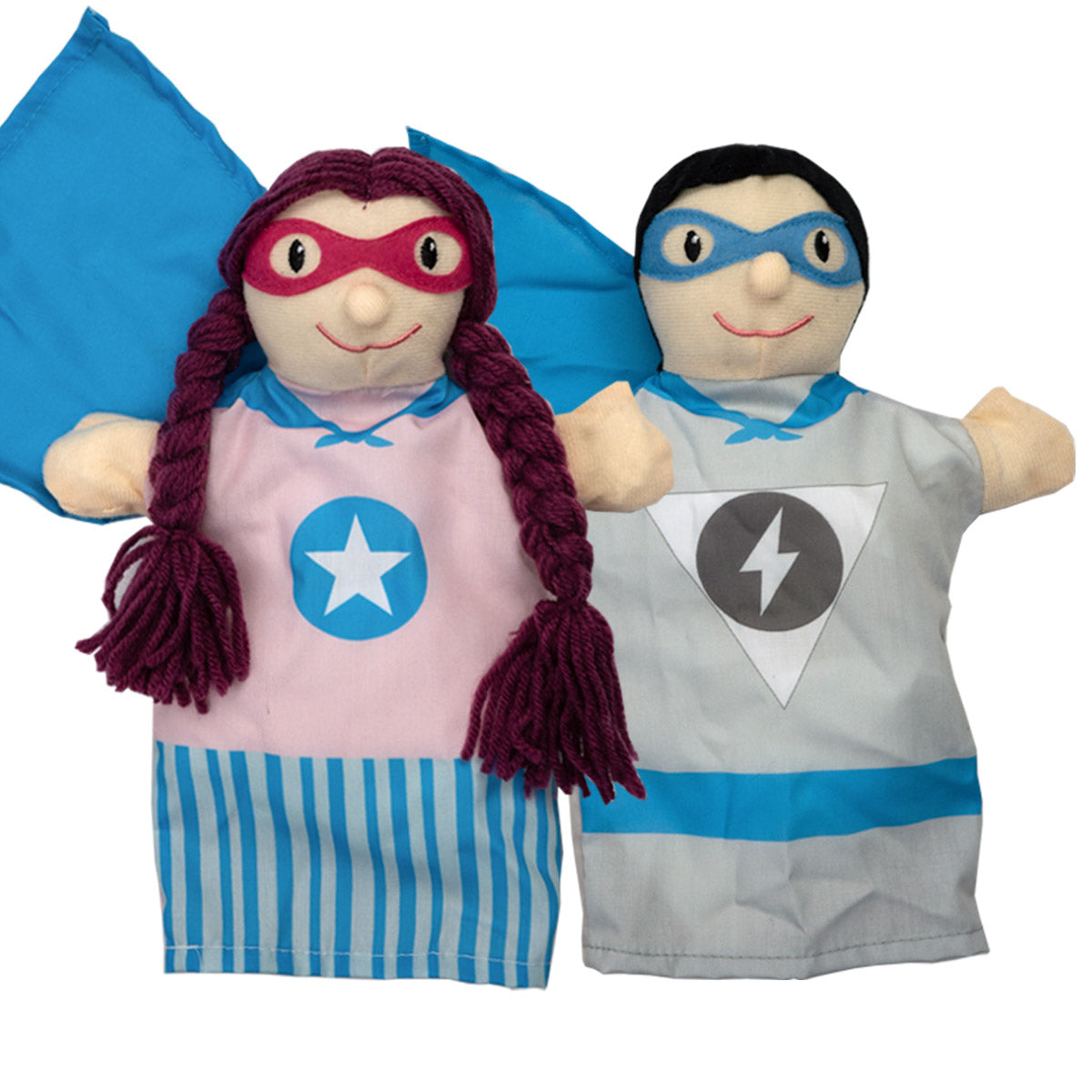 Handpuppenset Detailbild Superheldin & Superheld