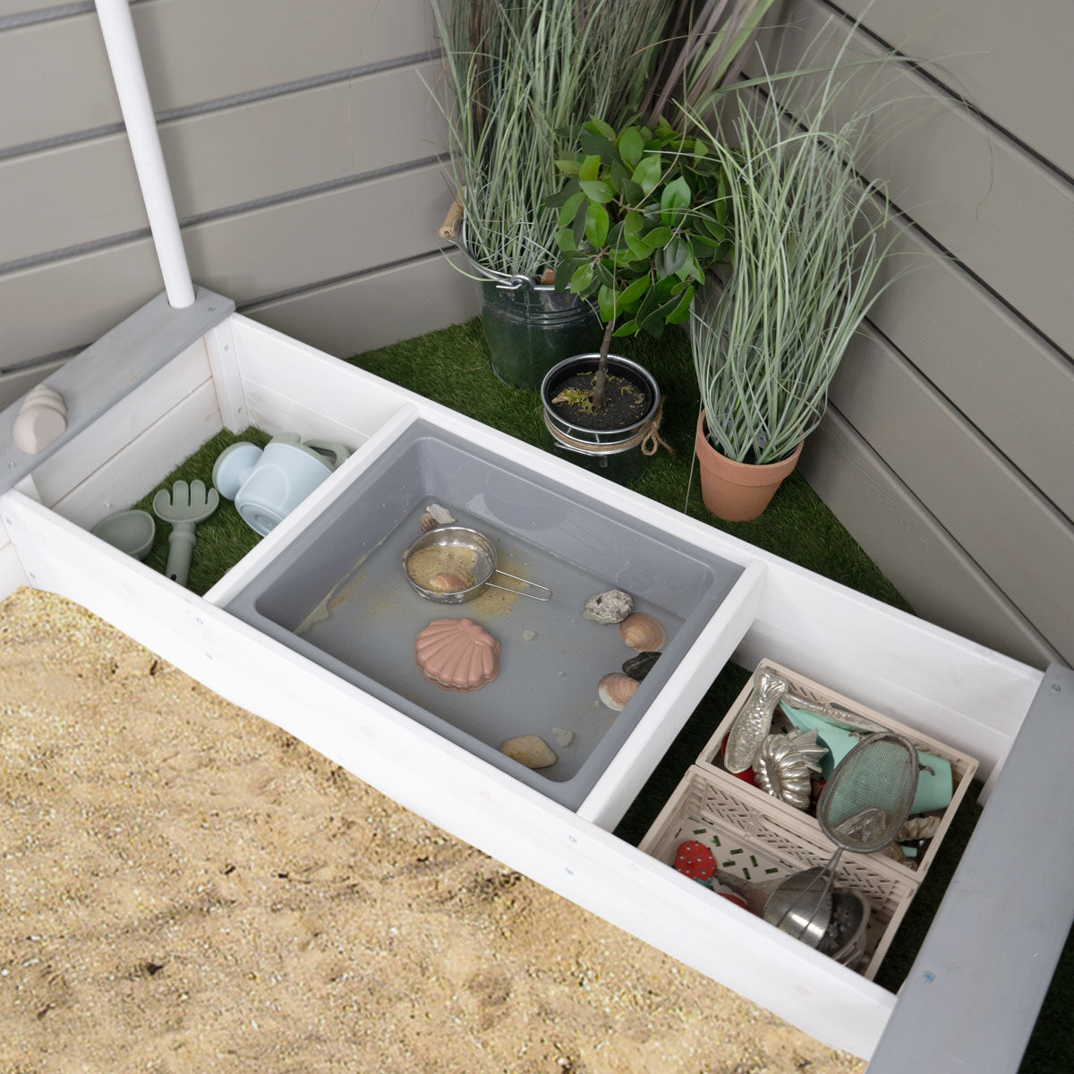 Schiffs-Sandkasten Detailansicht Matschwannen