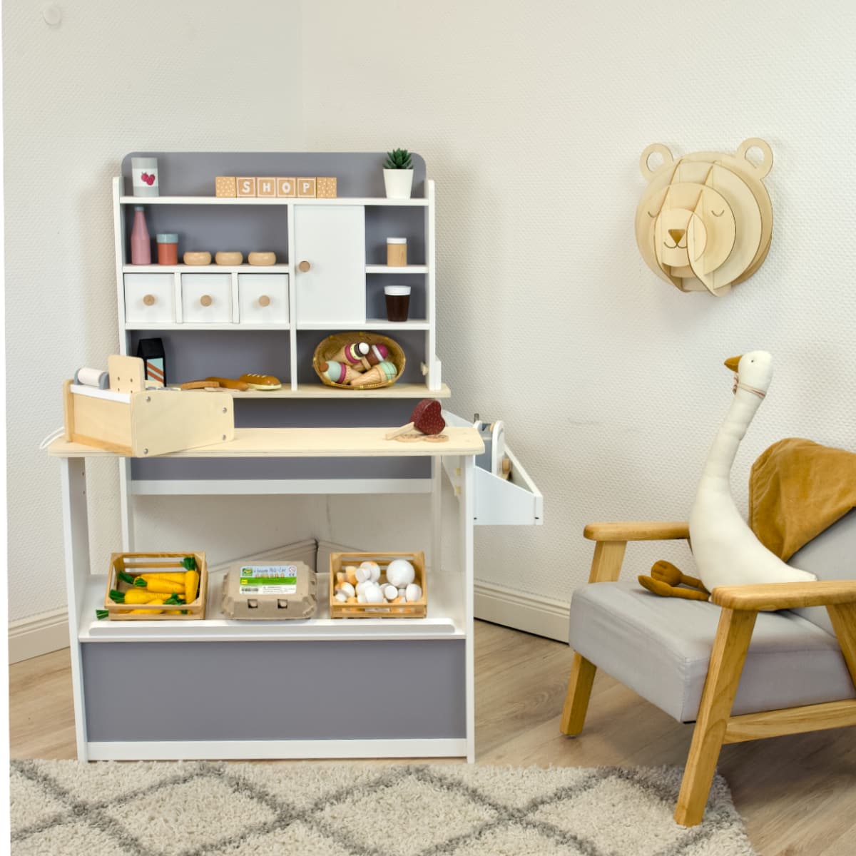 Meppi Wooden Play Store, Grey
