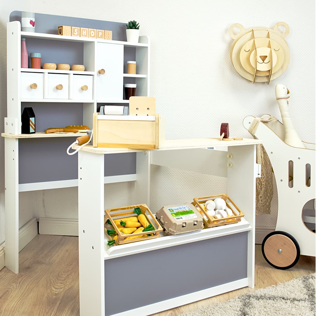 Meppi Wooden Play Store, Grey