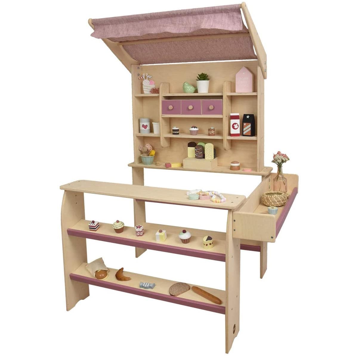 Rosa Kaufladen mit Markise Meppi