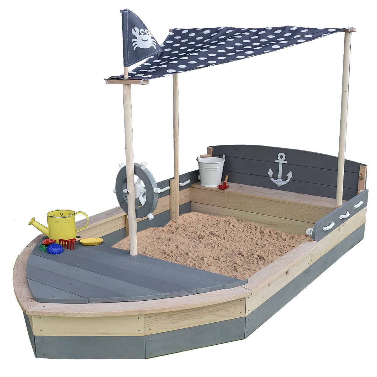Schiffs-Sandkasten mit Dach, grau