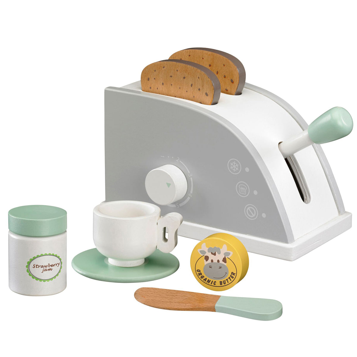 Detailansicht Toaster weiss grau mint