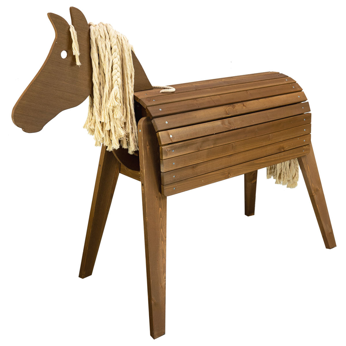Outdoorpferd aus Holz für Kinder