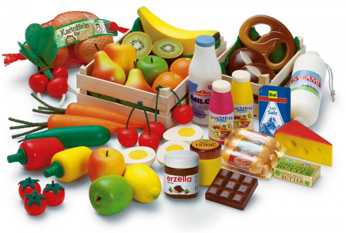 Erzi Sortierung Big Box – 49-teiliges Holzspielset