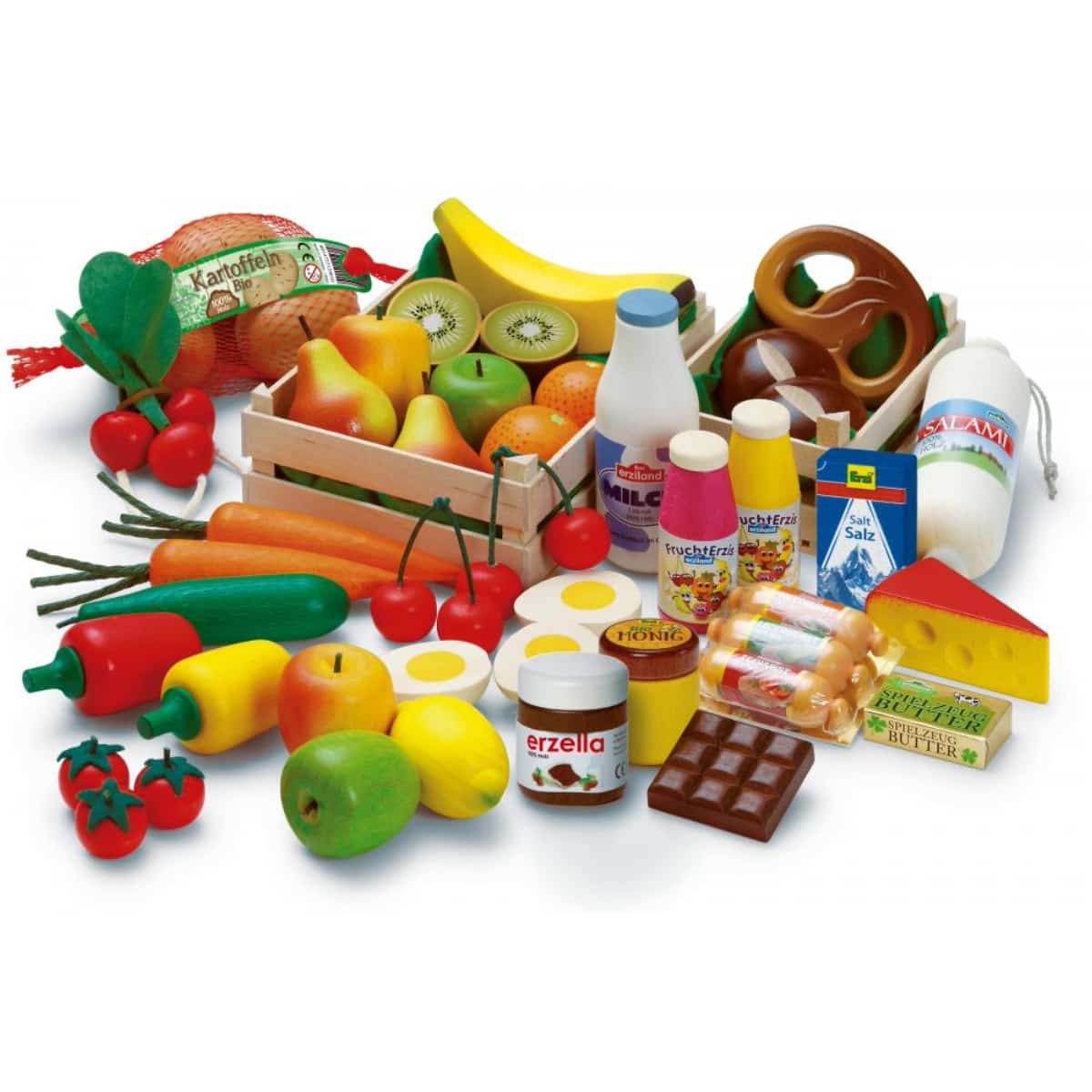 Erzi – Big Box Assortiment – Set de jeu en bois de 49 pièces