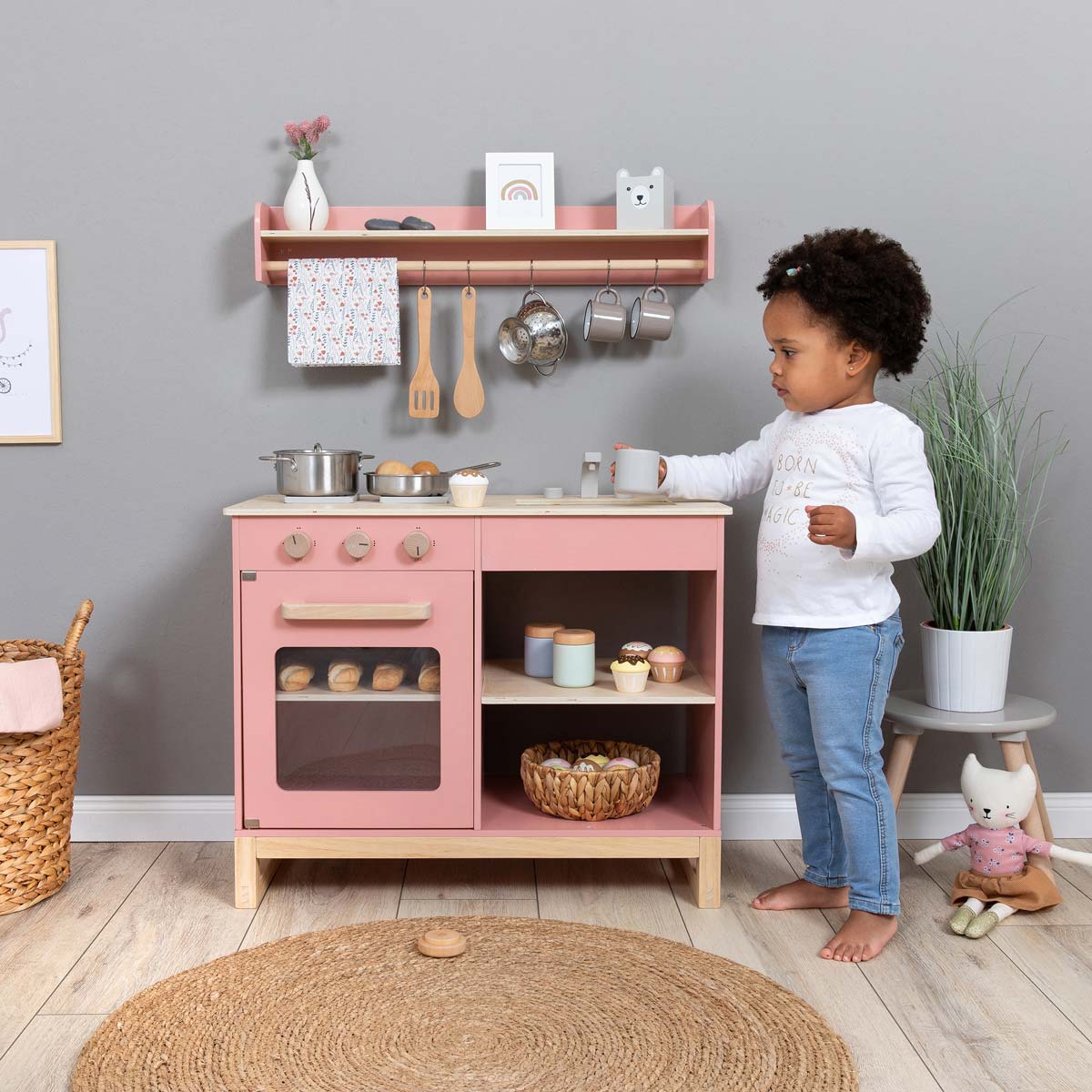 MUSTERKIND® Cucina Giocattolo Magnolia Rosa Antico/Naturale