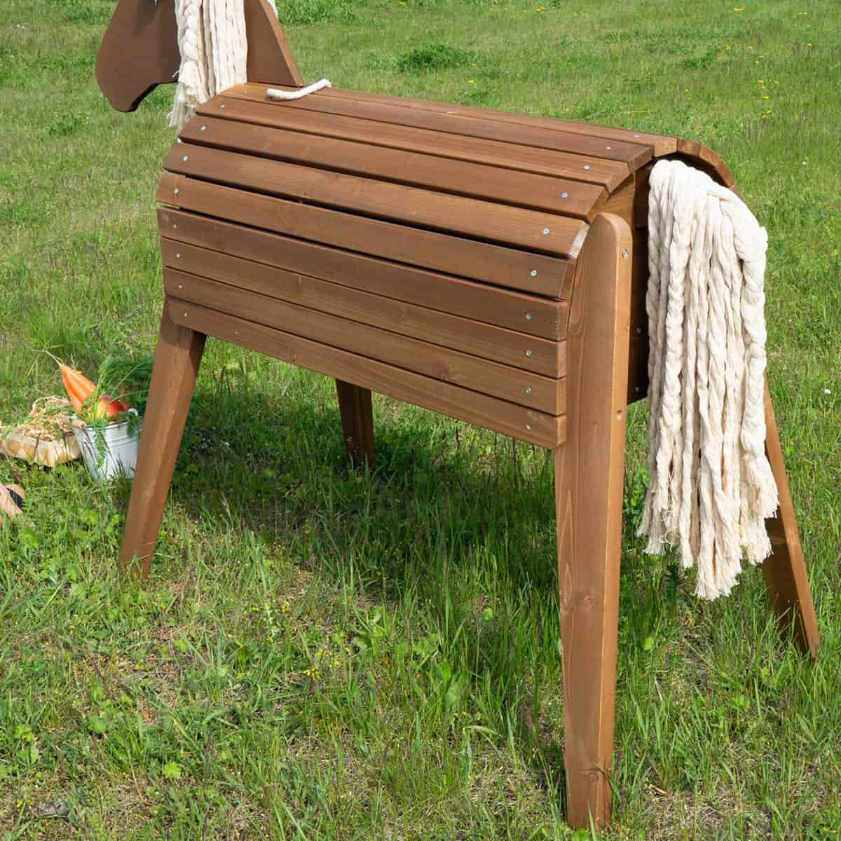 Meppi buitenpaard bruin - houten paard voor in de tuin