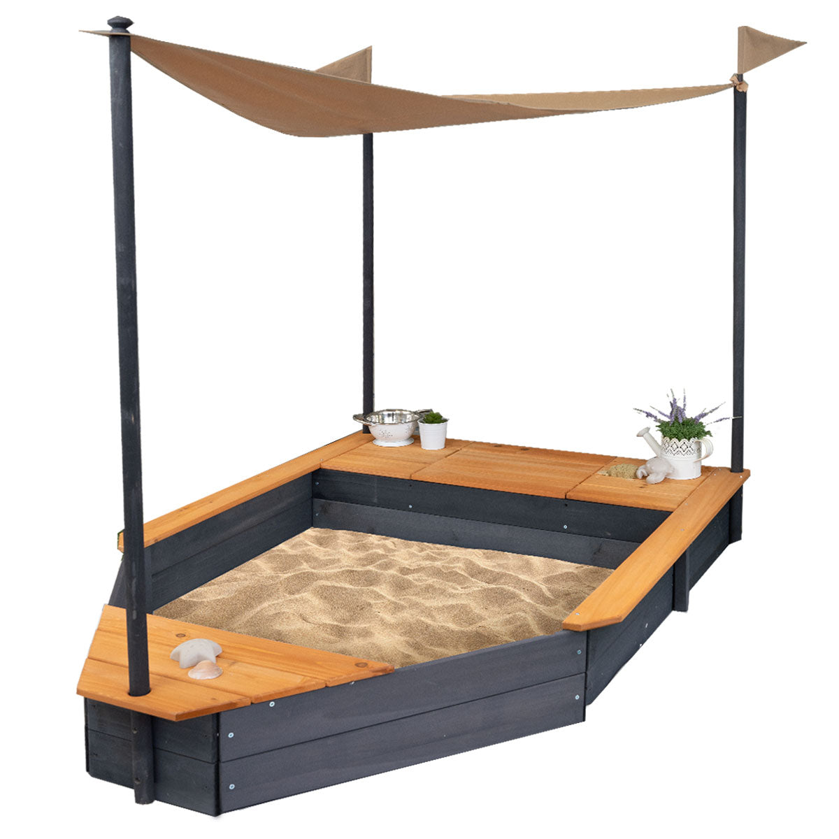 Schiffs-Sandkasten aus Holz mit Dach Marke Meppi