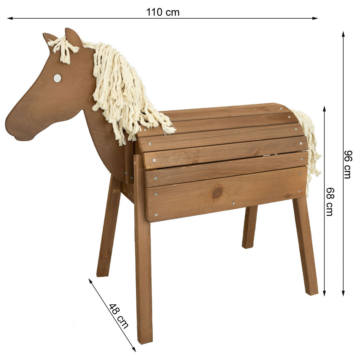 Meppi Outdoorpferd - mit aufgezeichneten Längenmaßen