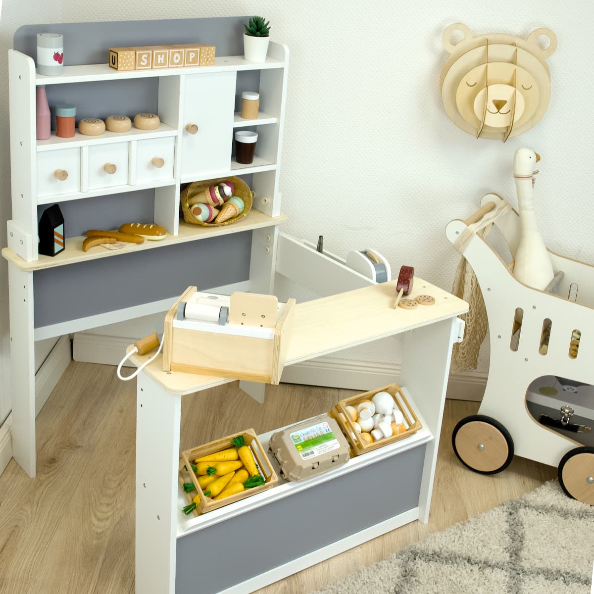 Meppi Wooden Play Store, Grey