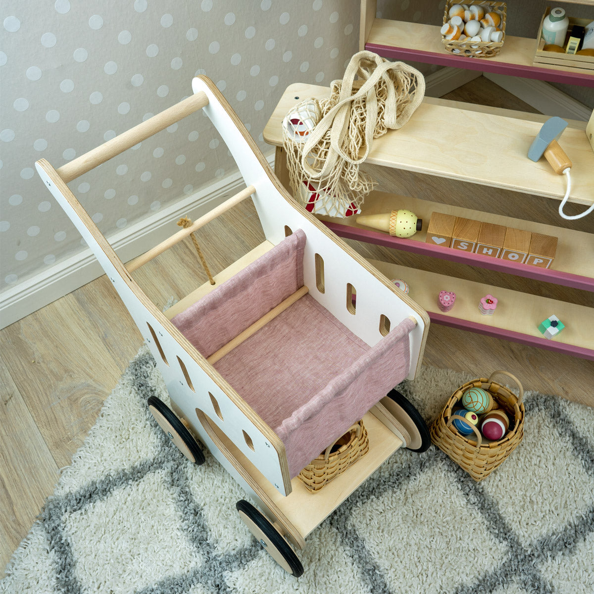 Kinder-Einkaufswagen Blickwinkel von oben