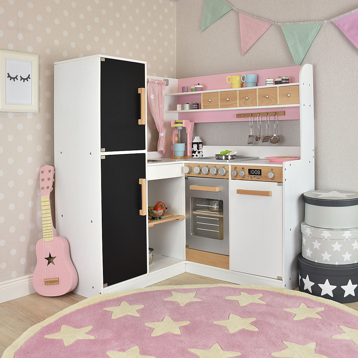 Kinderküche Paris mit Deko und Zubehör