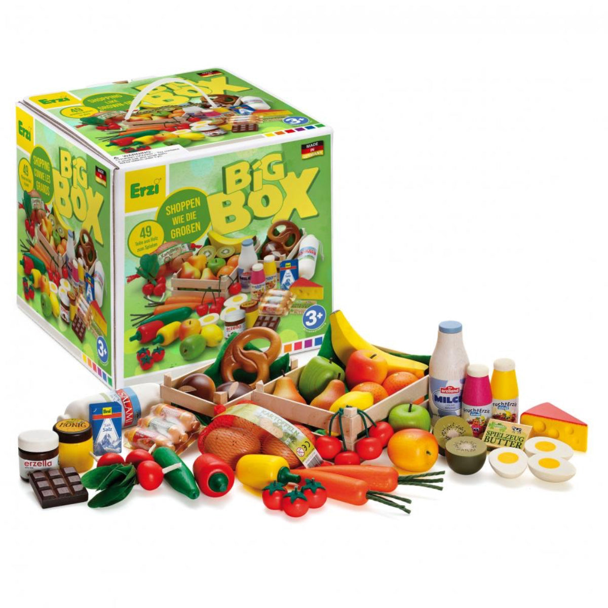 Erzi Sortierung Big Box – 49-teiliges Holzspielset