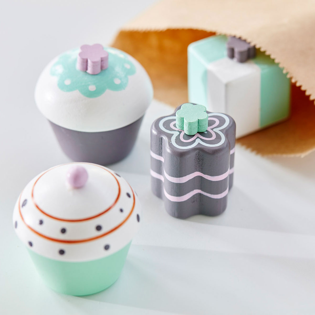 Detailansicht Kekse weiss grau mint