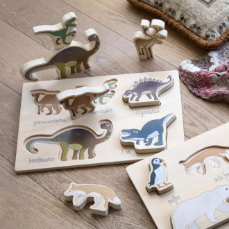 Sebra Kräftiges Puzzle aus Holz, Dino